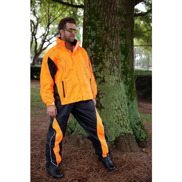 Jafrum Thunder Under RS5020 Men's Hi Visibility Orange and Yellow Motorcycle Rain Gear - Hi-Viz Orange