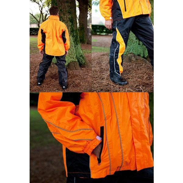 Jafrum Thunder Under RS5020 Men's Hi Visibility Orange and Yellow Motorcycle Rain Gear - Hi-Viz Orange