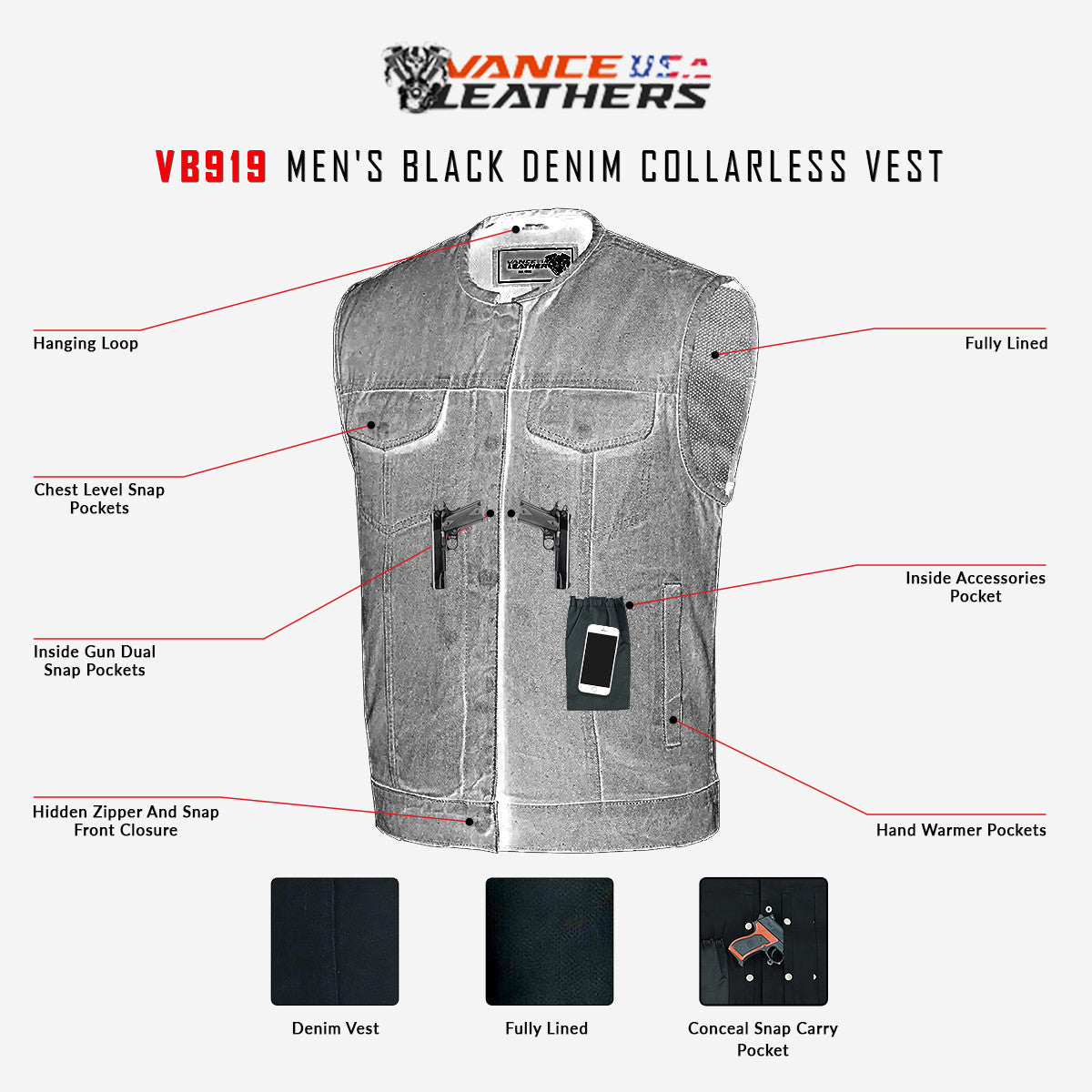 mens-grey-denim-collarless-club-vest-with-conceal-carry-pockets-info-graphics