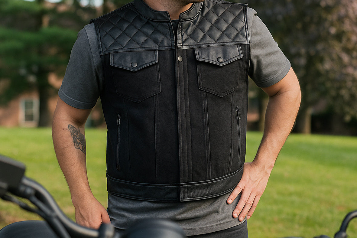 Men's Denim & Leather Vest