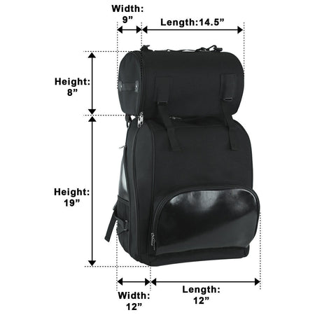 Plain VS1353 Big Heavy Duty Sissy Bar Bag-Sizing