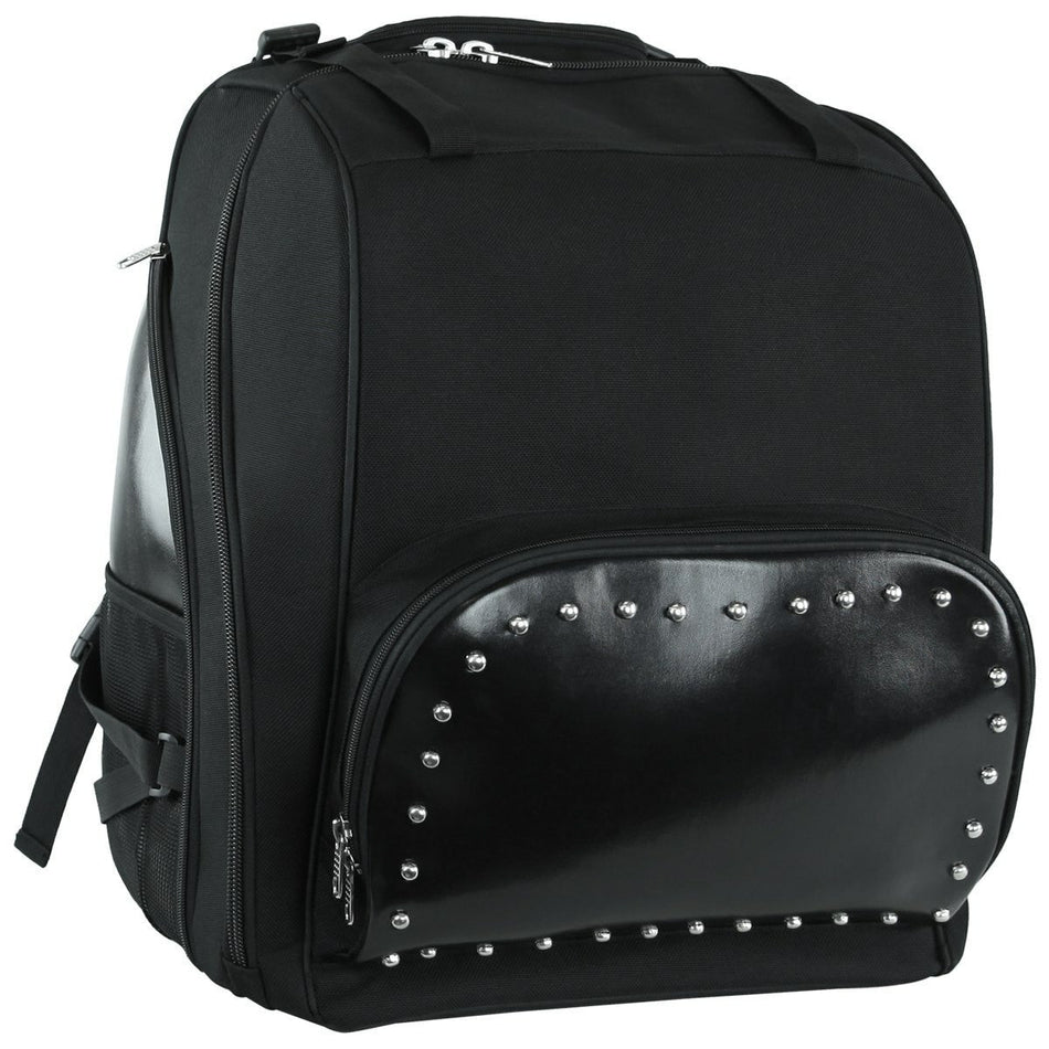 Vance VS1354 Black Studded Large Deluxe Motorcycle Luggage Travel Touring Sissy Bar Bag