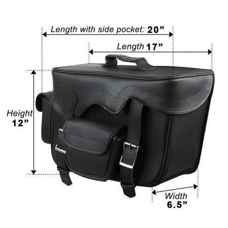 Double Pocket Plain PVC Motorcycle Saddlebags-Sizing