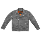 High Mileage HMM517DG Men's Beltless Dual Conceal Carry Distressed Gray Premium Cowhide Leather Biker Motorcycle Jacket - front