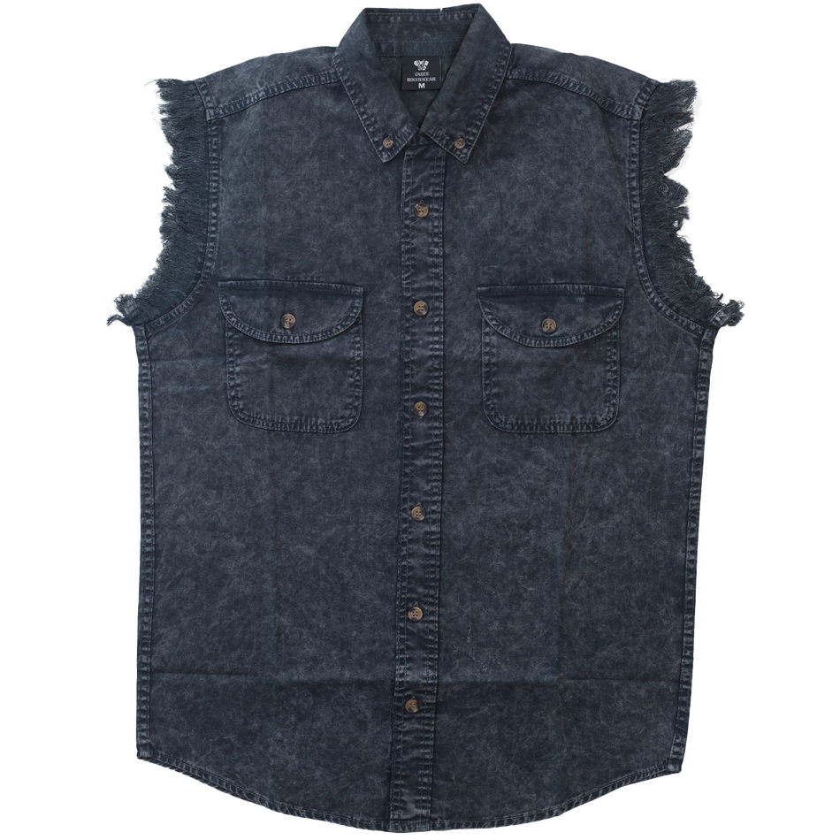 VB731 - Mens Cutoffs Charcoal Acid Wash Shirt