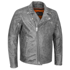 High Mileage HMM517DG Men's Beltless Dual Conceal Carry Distressed Gray Premium Cowhide Leather Biker Motorcycle Jacket - side