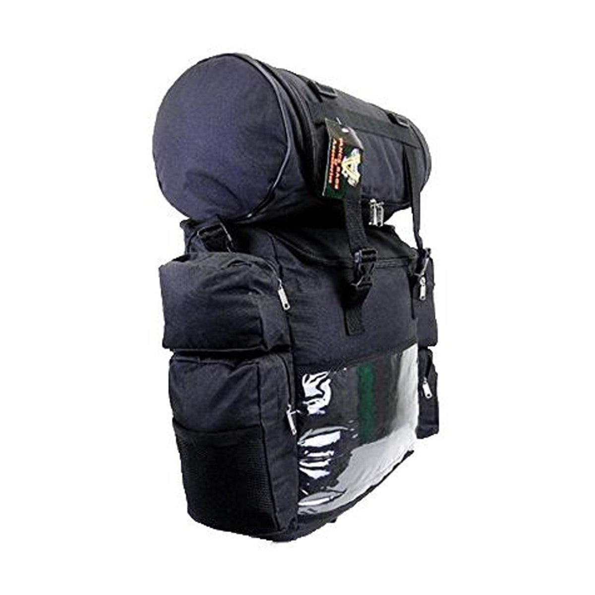 Vance VS324 Black Nylon Large Motorcycle Travel Luggage Sissy Bar Bag-Side View