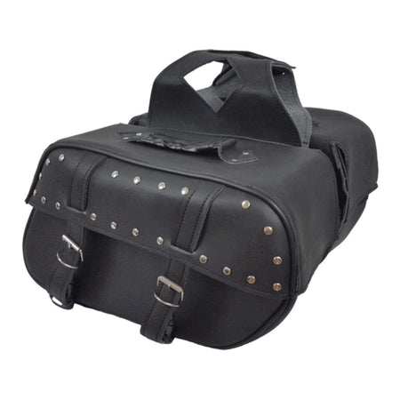 Vance VS222S Black Studded Motorcycle Saddlebags for Honda Yamaha Kawasaki Indian and Harley Davidson Motorcycles