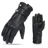 Vance VL468 Mens Black Premium Leather Armored Gauntlet Gloves