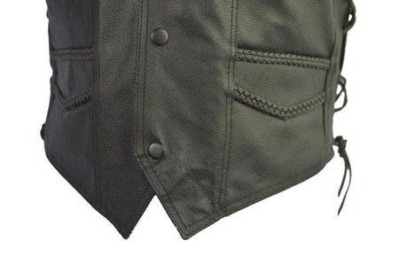 Vance Leather Premium Leather Braided Vest - bottom