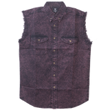 VB733 - Mens Cutoffs Burgundy Acid Wash Shirt