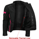 Advance Vance VL1674P Women's Black Pink All Weather Season CE Armor Lady Biker Mesh Textile Motorcycle Riding Jacket