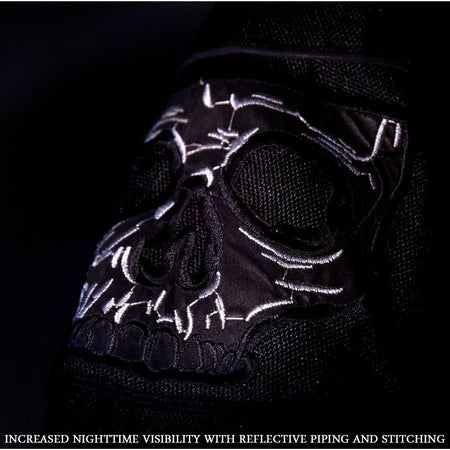 High Mileage HMM1535 Men's Concealed Carry Black Reflective Skulls Textile Motorcycle Jacket