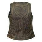 High Mileage HML1031DB Women's Vintage Distressed Brown Premium Cowhide Leather Motorcycle Vest - Back