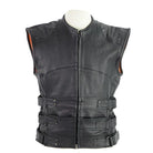 Vance VL905 Mens Black Premium Cowhide Tactical Bulletproof Style Leather Motorcycle Vest