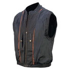Vance VL935 Men's Black Reflective Skull Premium Cowhide Leather Biker Motorcycle Vest - Inner View