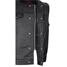 Vance VL919 Men's Black Premium Cowhide Leather Biker Motorcycle Vest With Quick Access Conceal Carry Pockets