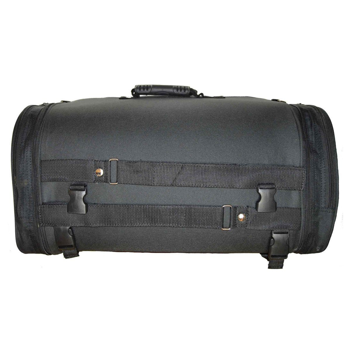 Vance VS365 Black Expandable Motorcycle Luggage Travel Sissy Bar Roll Bag - Back View
