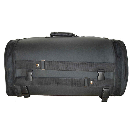 Vance VS365 Black Expandable Motorcycle Luggage Travel Sissy Bar Roll Bag - Back View