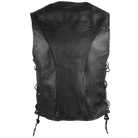 High Mileage HML1040 Womens Black Premium Cowhide Lace Side Biker Leather Vest - Back
