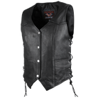 High Mileage HML1040 Womens Black Premium Cowhide Lace Side Biker Leather Vest - side