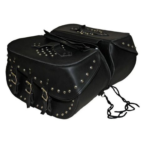 Vance VS227 Black Motorcycle Saddlebags for Honda Yamaha Kawasaki Indian and Harley Davidson Motorcycles