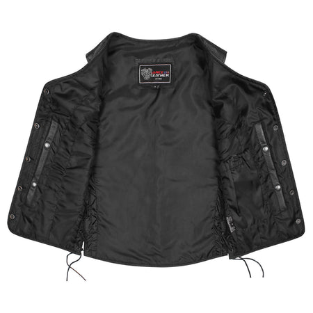 Vance Leather Ladies Economy Leather Five-Snap Lace Side Vest - inside - view