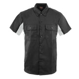 Vance Men's Button Front Garage Mechanics Shirt - Black/White