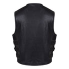 Vance VL904 Mens Black SWAT Team Style Premium Cowhide Biker Motorcycle Leather Vest - Back View
