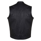 Vance VL914 Men's Black Premium Cowhide Zipper and Snap Closure Concealed Carry SOA Style Leather Biker Motorcycle Vest - Back View