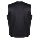 HMM919R Mens Black Premium Cowhide Leather SOA Style Club Vest With Quick Access Conceal Carry Pocket and Red Liner - Back View