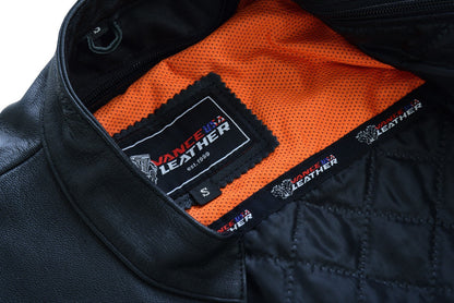 Vance Leather VL631 Women's Black Soft Cowhide Leather Sporty Scooter Crossover Biker Motorcycle Riding Jacket - close ups