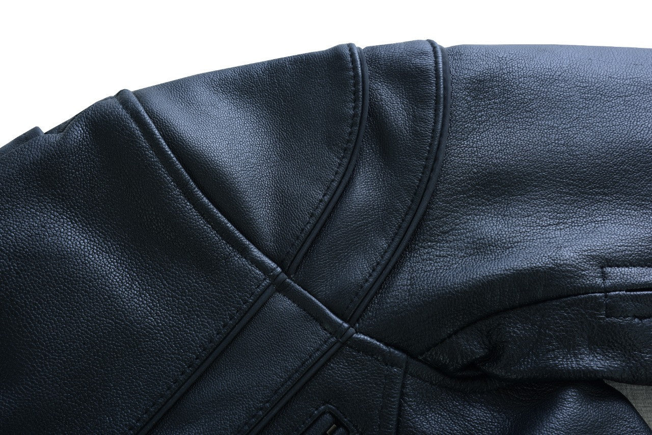 Vance Leather VL631 Women's Black Soft Cowhide Leather Sporty Scooter Crossover Biker Motorcycle Riding Jacket - close ups