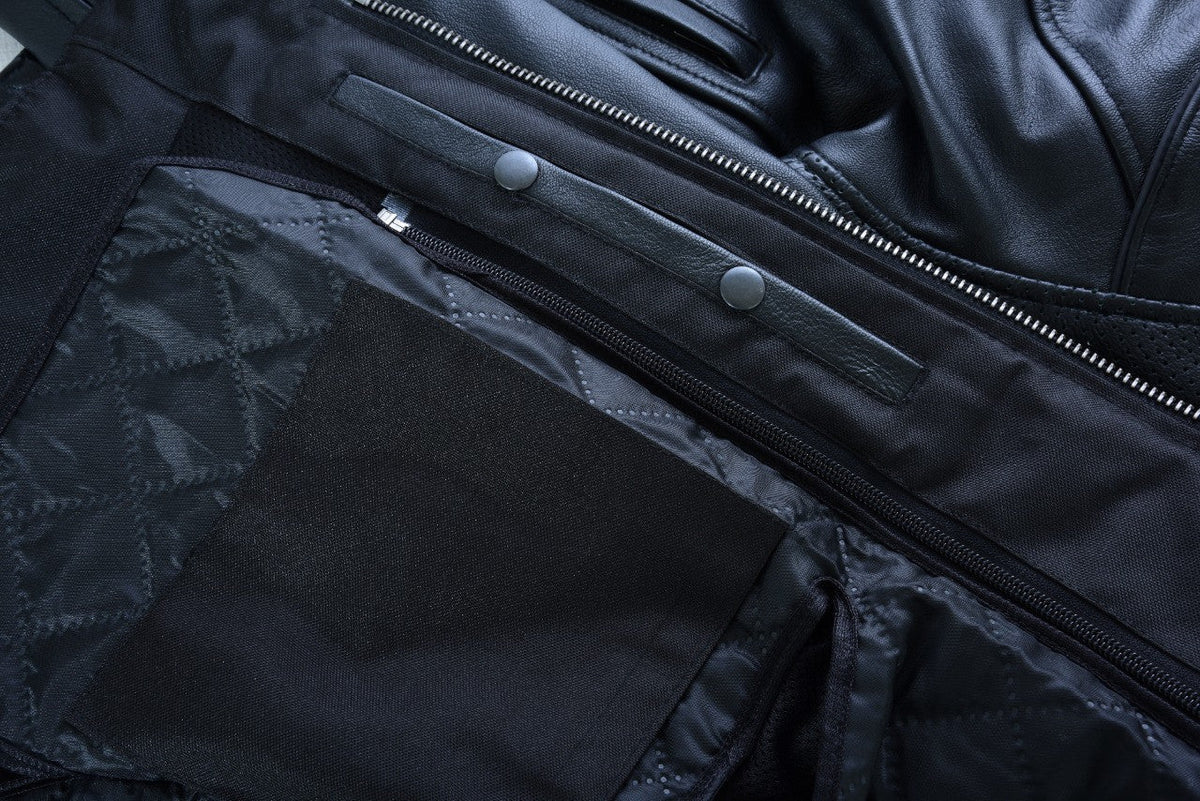 Vance Leather VL631 Women's Black Soft Cowhide Leather Sporty Scooter Crossover Biker Motorcycle Riding Jacket - close ups