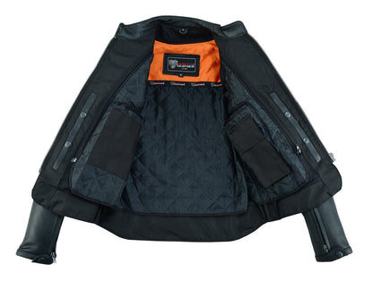 Vance Leather VL631 Women's Black Soft Cowhide Leather Sporty Scooter Crossover Biker Motorcycle Riding Jacket - inner View