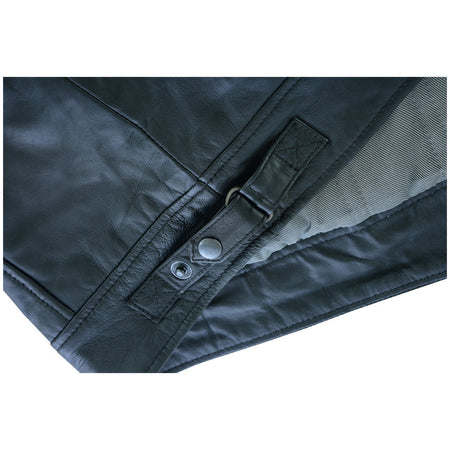 VL550B Vance Leather Men's Cafe Racer Gatsby Black Waxed Lambskin Motorcycle Leather Jacket - Detail