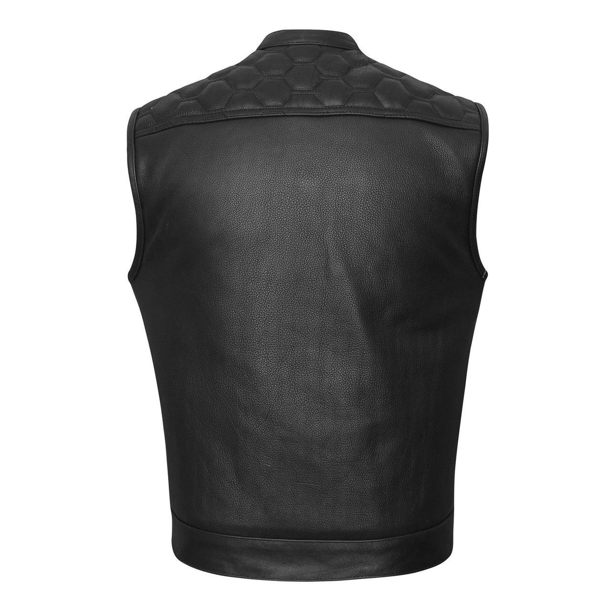 High-Mileage-HMM914P-Men's-Zipper-Snap-Closure-Leather-Club-Vest-padding-Quick Access-American-Flag-Liner-back
