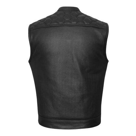 High-Mileage-HMM914P-Men's-Zipper-Snap-Closure-Leather-Club-Vest-padding-Quick Access-American-Flag-Liner-back