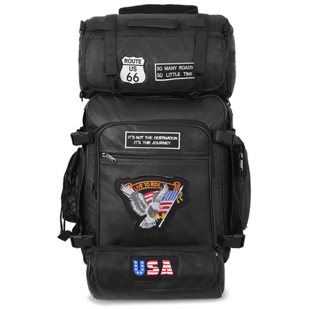 Vance-VS326-Rival-Series-3pc-Rock-Design-Top-grain-High-Quality-Leather-Sissy-Bar-Bag-Set-front