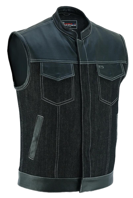 Mens-Denim-Leather-Vest-with-White-Stitching-main