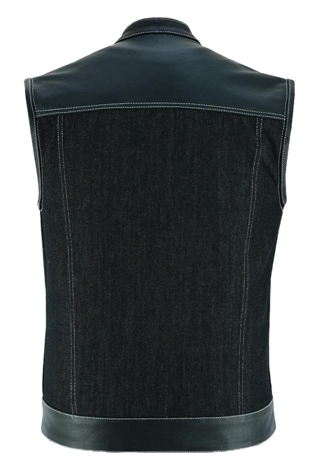 Mens-Denim-Leather-Vest-with-White-Stitching-back