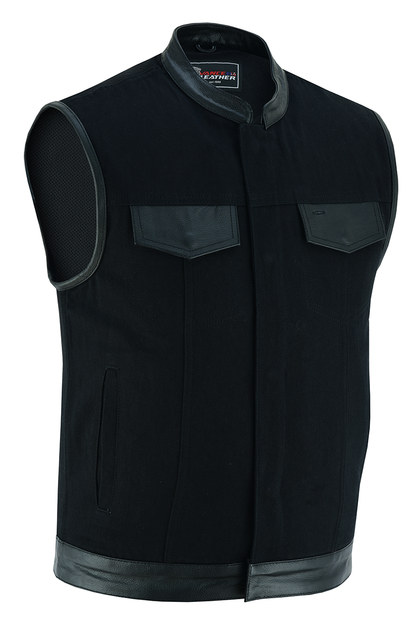 Denim-Black-Club-Vest-Leather-trims-main