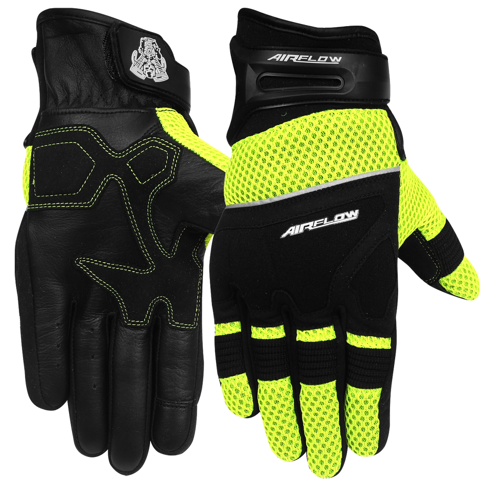 Vance VL434 AirFlow II Mesh / Textile Motorcycle Gloves- Hi-Viz-main