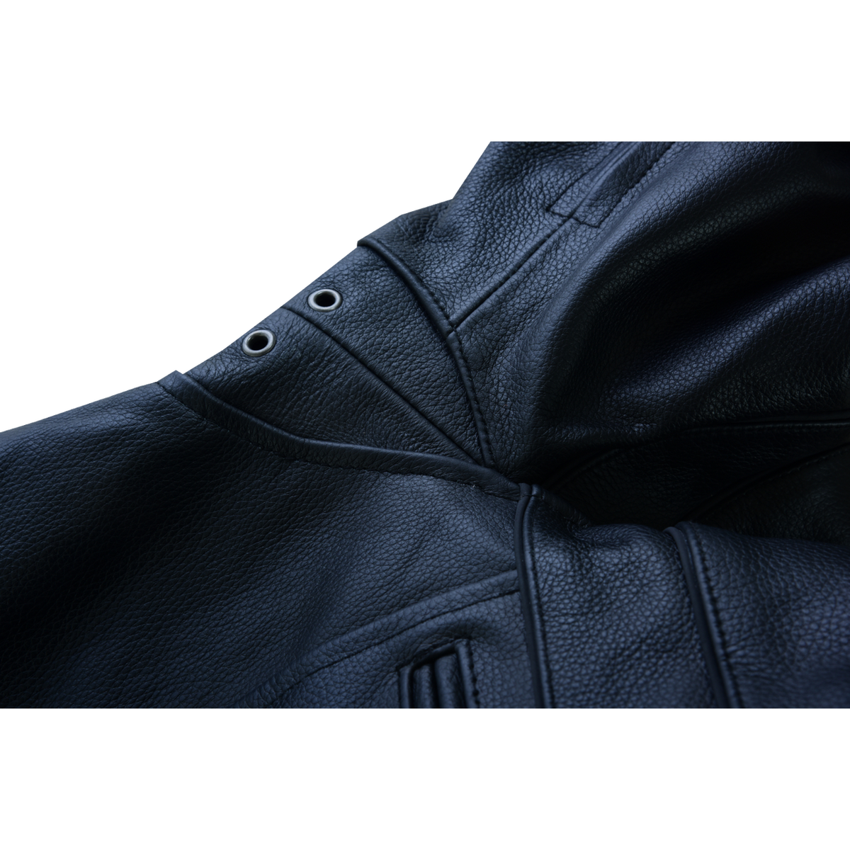 Mens VL531 Premium Racer Leather Commuter Motorcycle Jacket - under arm closeup