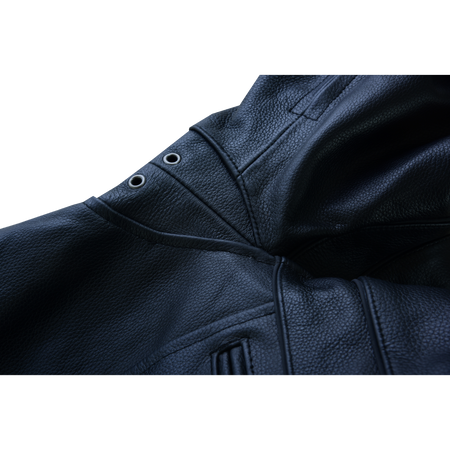 Mens VL531 Premium Racer Leather Commuter Motorcycle Jacket - under arm closeup