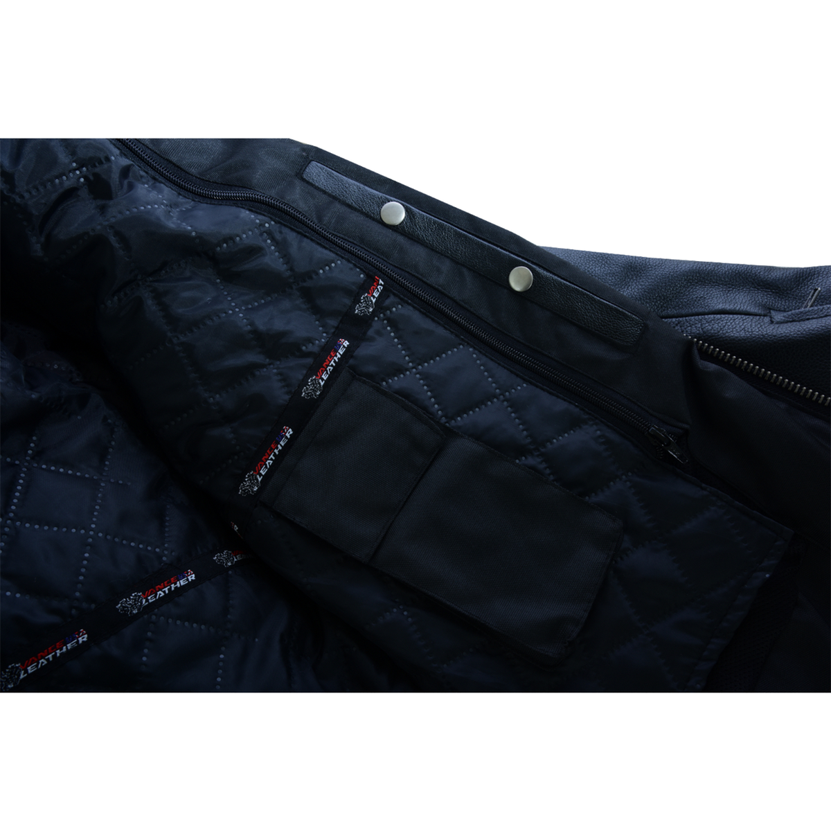 Mens VL531 Premium Racer Leather Commuter Motorcycle Jacket - inside pocket