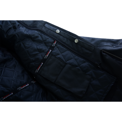 Mens VL531 Premium Racer Leather Commuter Motorcycle Jacket - inside pocket