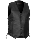 Vance VL907 Mens Black Premium Cowhide Leather Biker Motorcycle Vest with Buffalo Nickel Snaps and Conceal Carry Pocket- Main