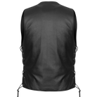 Vance VL907 Mens Black Premium Cowhide Leather Biker Motorcycle Vest with Buffalo Nickel Snaps and Conceal Carry Pocket - Back View