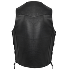 Vance VL922 Men's Black Side Laces Premium Cowhide Leather Biker Motorcycle Vest - back